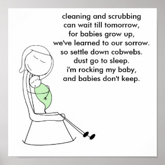 Poster Les bébés ne gardent pas, maman, vert