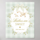 Poster Les bébés Silly Goose sont mignons Gingham Vert Sa (Devant)