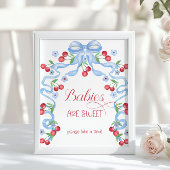 Poster Les bébés sont Baby shower Cerise Bleu Bow doux