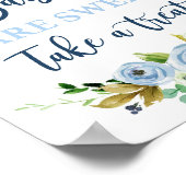 Poster Les bébés sont doux bleu signe floral (Coin)