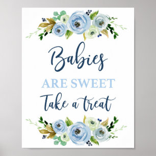 Poster Les bébés sont doux bleu signe floral