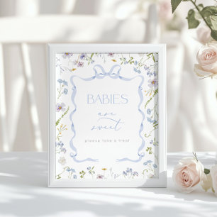 Poster Les bébés sont doux Fleur sauvage à ruban bleu Bab