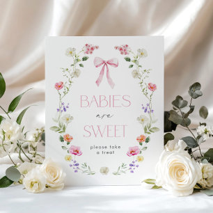 Poster Les bébés sont doux Fleur sauvage rose noeud papil