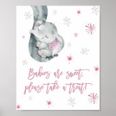 Poster Les Bébés Sont Doux Prendre Une Treat Rose Elephan (Devant)