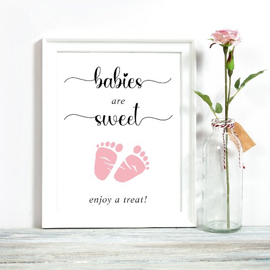 Poster Les Bébés Sont Doux Profitez D'Une Treat Rose Pied