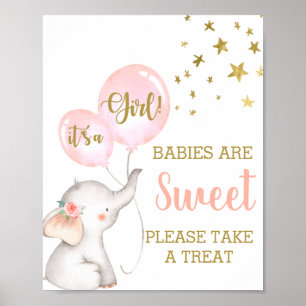 Poster Les bébés sont doux signe d'éléphant rose