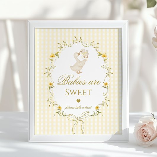 Poster Les bébés sont doux Silly Goose jaune gingham