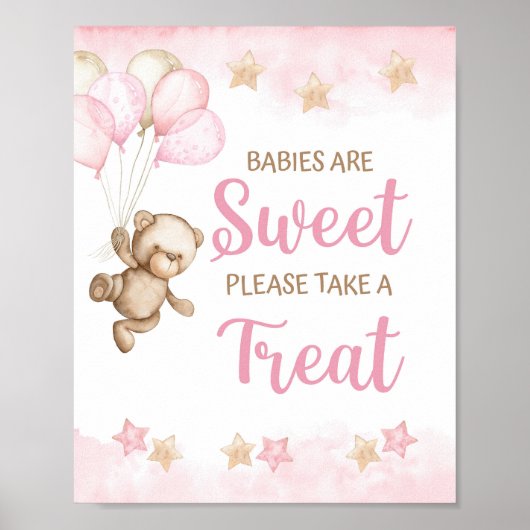 Poster Les bébés sont doux Symbole de traitement Pink Ted (Devant)