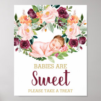 Poster Les bébés sont un doux signe floral de Bourgogne