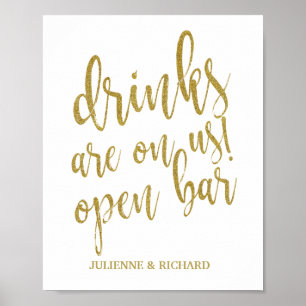 Poster Les boissons sont offertes ! Panneau de mariage Ba