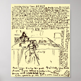 Poster Les Brontes ~ Papier journal d'Emily & Anne restau