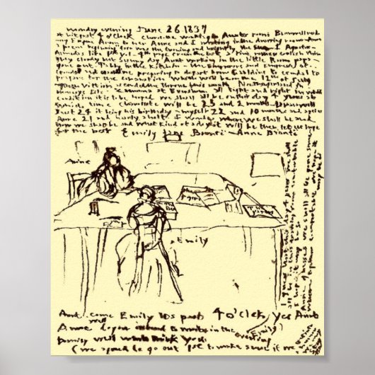Poster Les Brontes ~ Papier journal d'Emily & Anne restau (Devant)