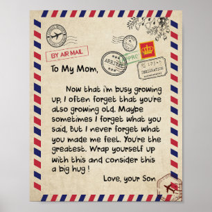 Poster Les Cadeaux de Maman Lettre à ma mère Amour du fi