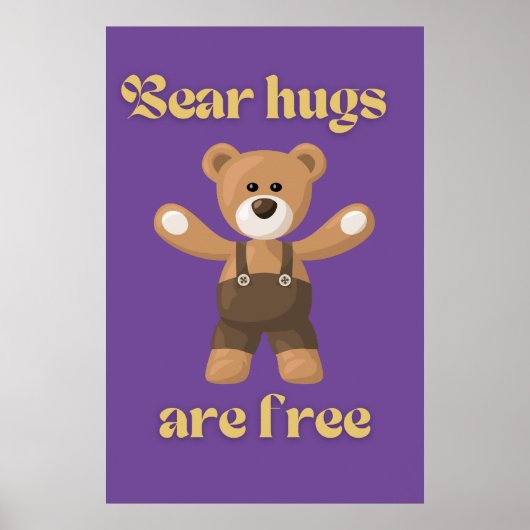 Poster Les câlins d'ours sont gratuits (Devant)