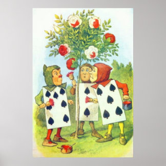 Poster Les cartes à jouer Peinture Rose couleur complète