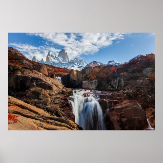 Poster Les cascades | Fitz Roy Mountain, Argentine (Devant)