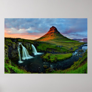 Poster Les cascades   Kirkjufell, Islande