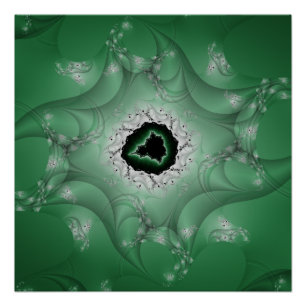 Poster Les cauchemars Art fractal vert et blanc