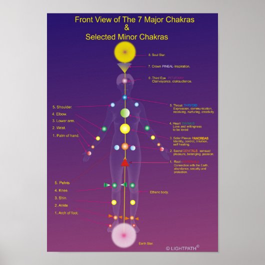 Poster Les chakras majeurs et mineurs (Devant)