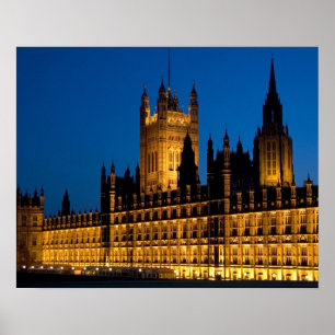 Poster Les Chambres du Parlement la nuit dans la ville de