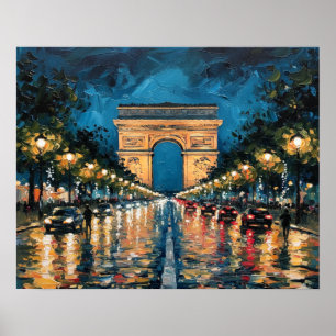 Poster Les Champs-Élysées Paris France la nuit