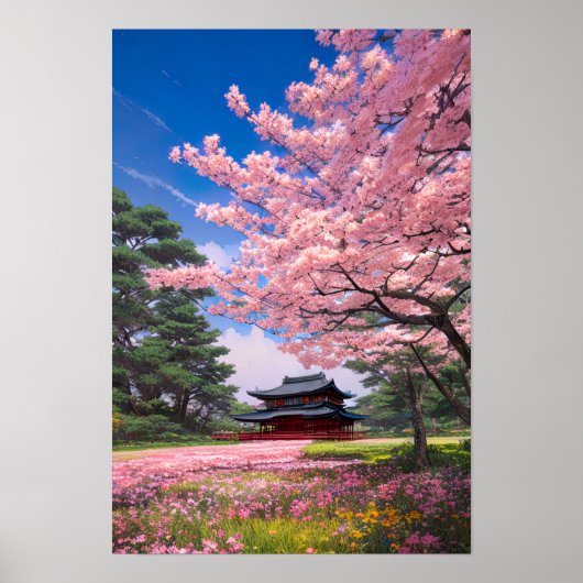 Poster Les Champs Roses Idylliques (Devant)