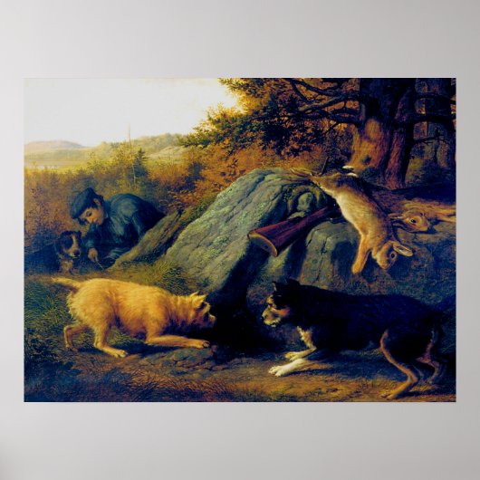 Poster Les chasseurs de lapins Thomas Hewes Hinckley 1850 (Devant)