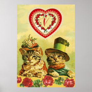 POSTER LES CHATS DE LA SAINT-VALENTIN D'UNE AUTRE ÉPOQUE,