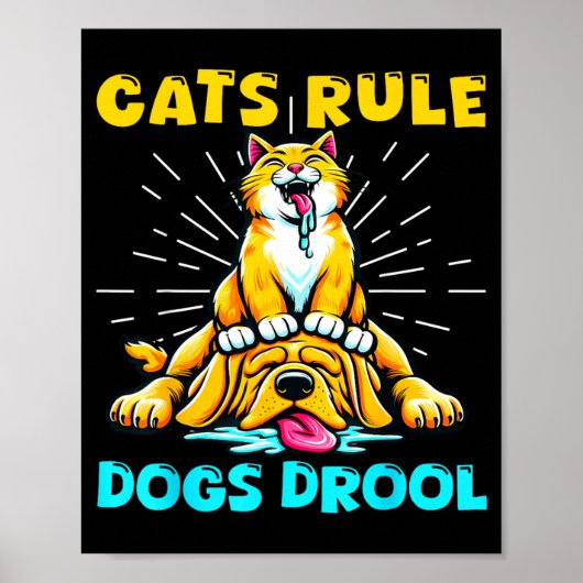 Poster Les chats règnent les chiens bavent Maman chat Pap (Devant)