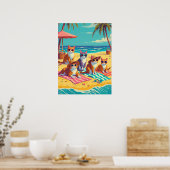 Poster Les chats se prélassent sur la plage (Cuisine)