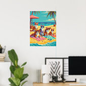 Poster Les chats se prélassent sur la plage (Bureau à domicile)