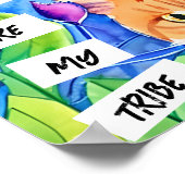 Poster Les chats sont ma tribu | Chat orange et fleurs (Coin)