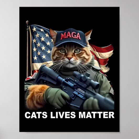 Poster Les chats vivent un problème drôle Trump 2024 Chat (Devant)