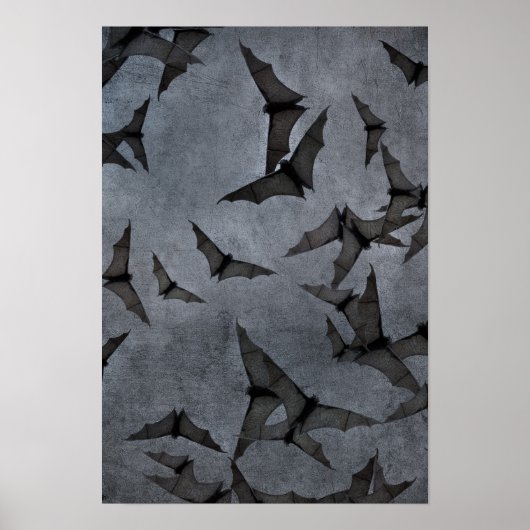 Poster Les chauves-souris dans le ciel nuageux foncé (Devant)