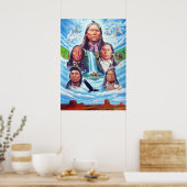 Poster Les chefs indiens célèbres Peinture des Amérindien (Cuisine)