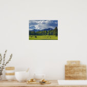 Poster Les chevaux broutent dans les pâturages près du co (Cuisine)