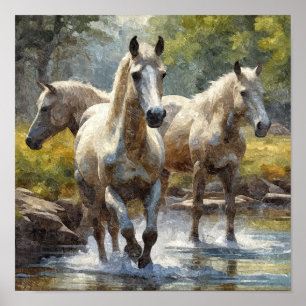 Poster les chevaux courent