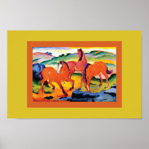 Poster Les Chevaux rouges par Franz Marc