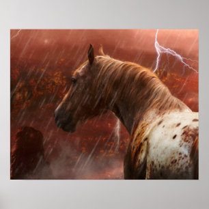 POSTER LES CHEVAUX SAUVAGES DÉSERTENT LA TEMPÊTE