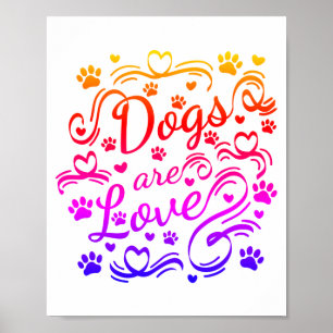 Poster Les Chiens Sont Des Pâtes D'Amour Et La Typographi
