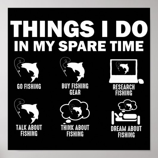 Poster Les Choses Que Je Fais Dans Mon Temps Libre Pêche (Devant)