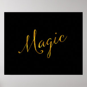 Poster Les citations magiques de feuille d'or de Faux de