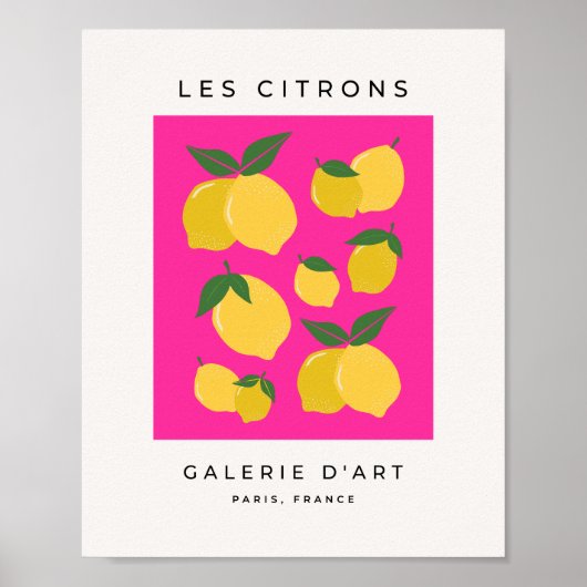 Poster Les Citrons 02 Rétro Lemon Hot Pink (Devant)