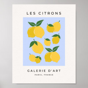 Poster Les Citrons 03 Rétro Citron Bleu Et Jaune