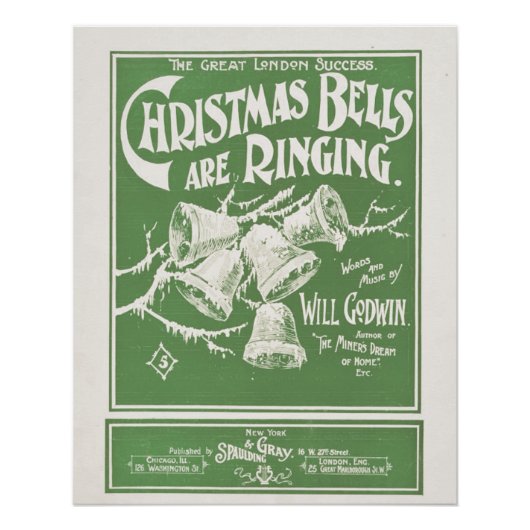 Poster Les cloches de Noël sonnent - Impression d'art vin (Devant)