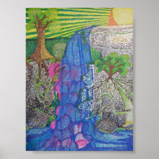 Poster les coeurs qui descendent l'eau tombent