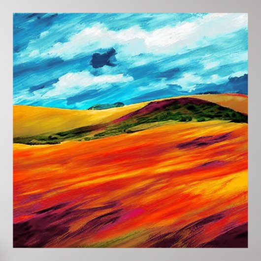 Poster Les collines rouges jaunes (Devant)