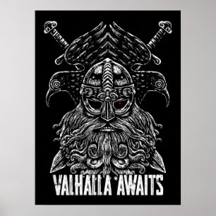 Poster Les corbeaux d'Odin Mythologie Viking Valhalla att