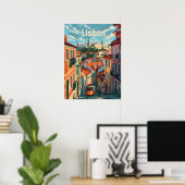 Poster Les couleurs de Lisbonne : Tramways dans les rues  (Bureau à domicile)