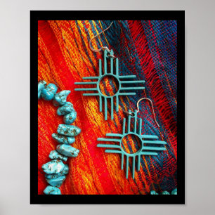 Poster Les couleurs d'un Père Noël Fe Sunset Turquoise Zi